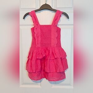 BCBG Girl (Size 10) Pink Smocked  Ruffled Cotton Romper/Dress/Skort